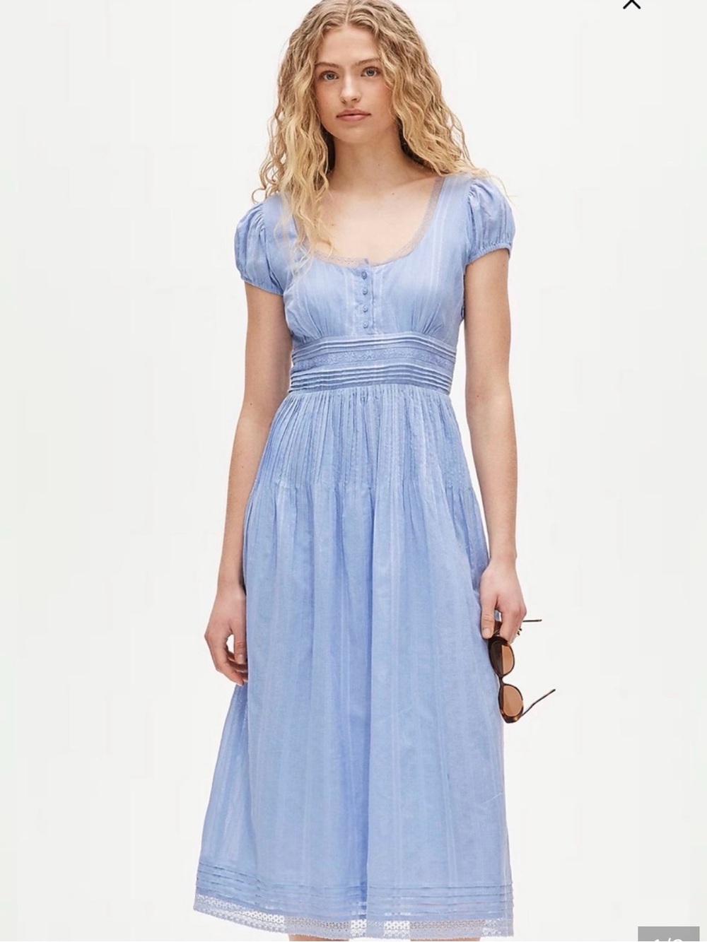 J. Crew Light Blue Pintuck Midi Dress